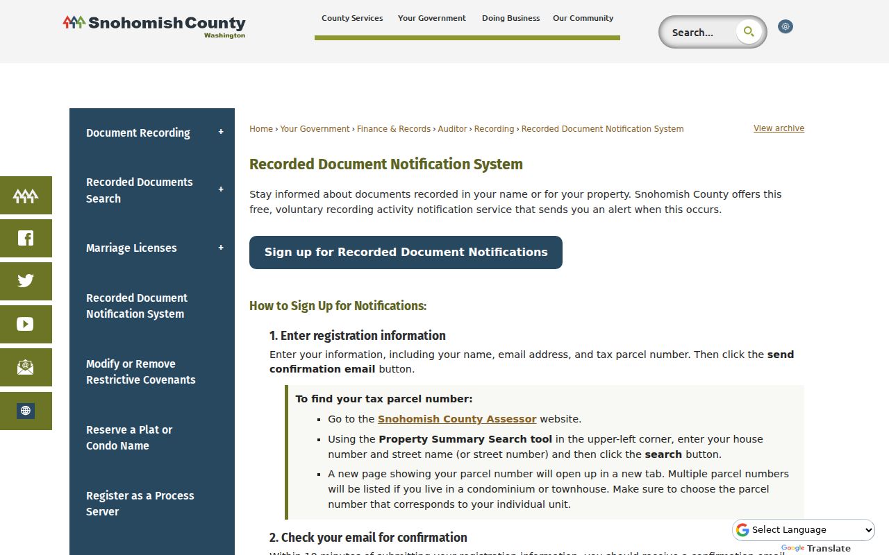 Mill Creek residents directory document notification system